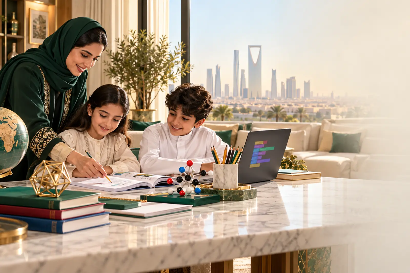 معلمة انترناشونال مع طلاب مدارس عالمية في الرياض